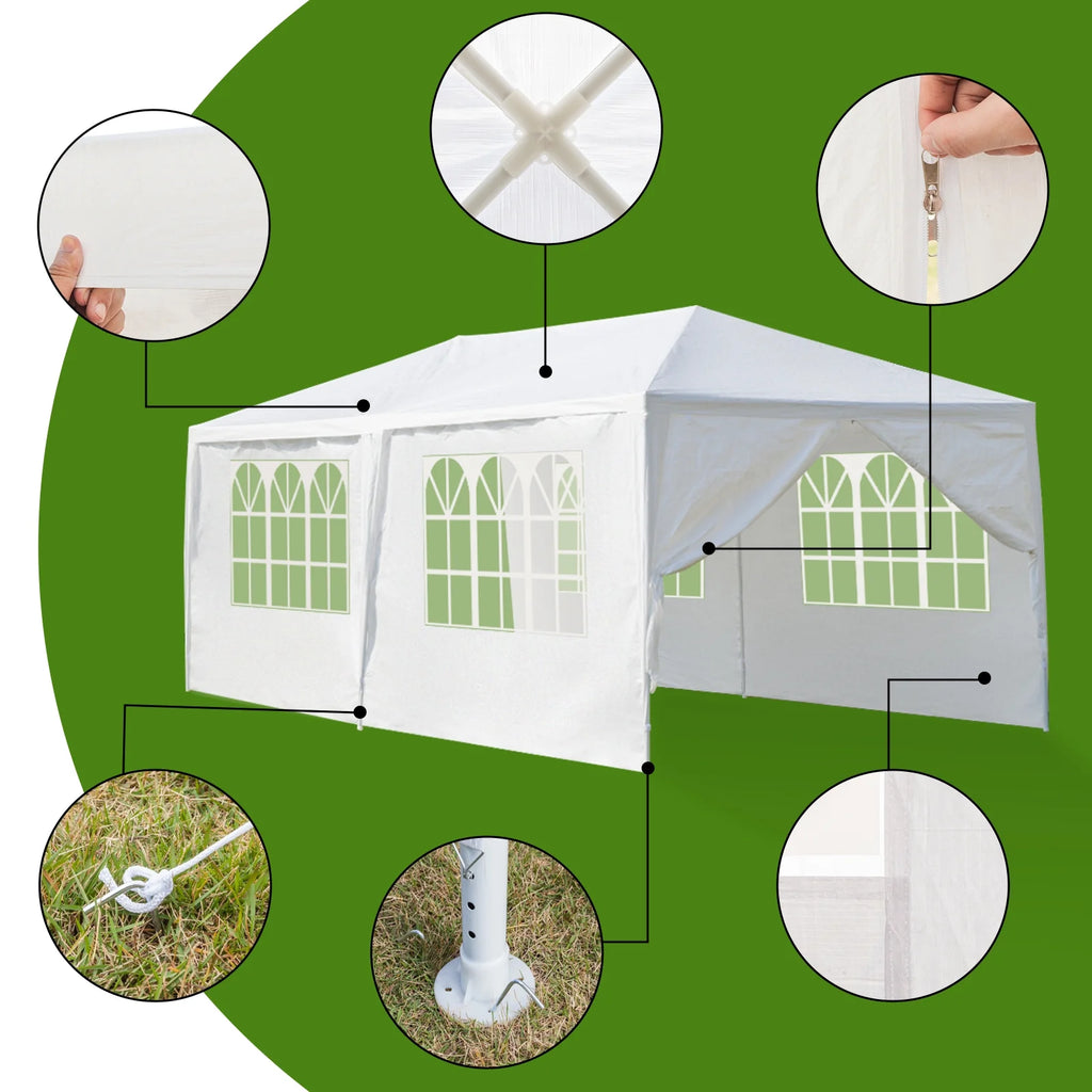 10'x 20' Canopy Tent with 6 Removable Sidewalls White P2206