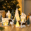 12 Pcs Ceramic Christmas Village Set with Lights M185
