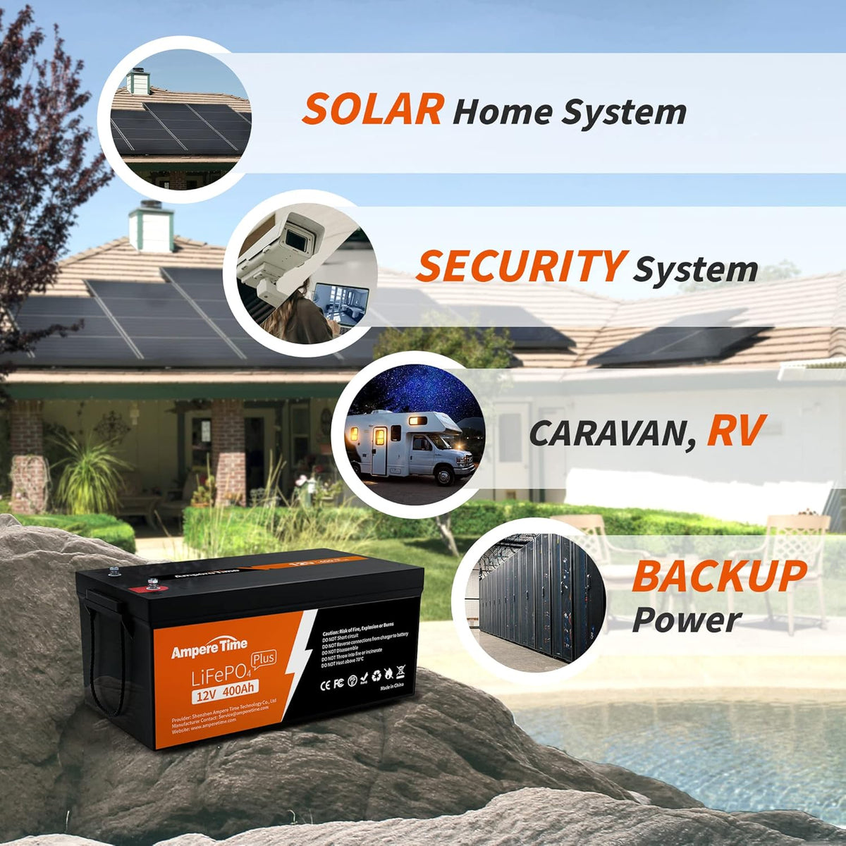 12V 400Ah Deep Cycle LiFePO4 Battery Pack with 250A BMS Q454351
