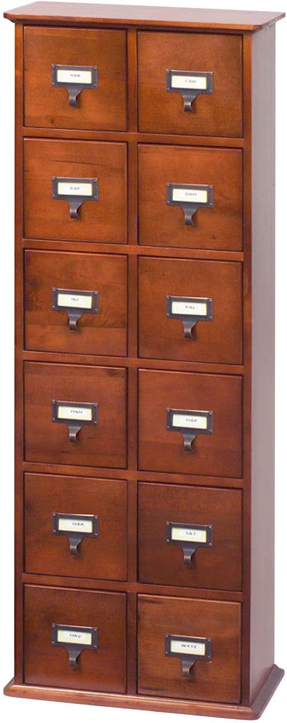 Solid Oak 12 Drawer Cherry Media Cabinet H73261