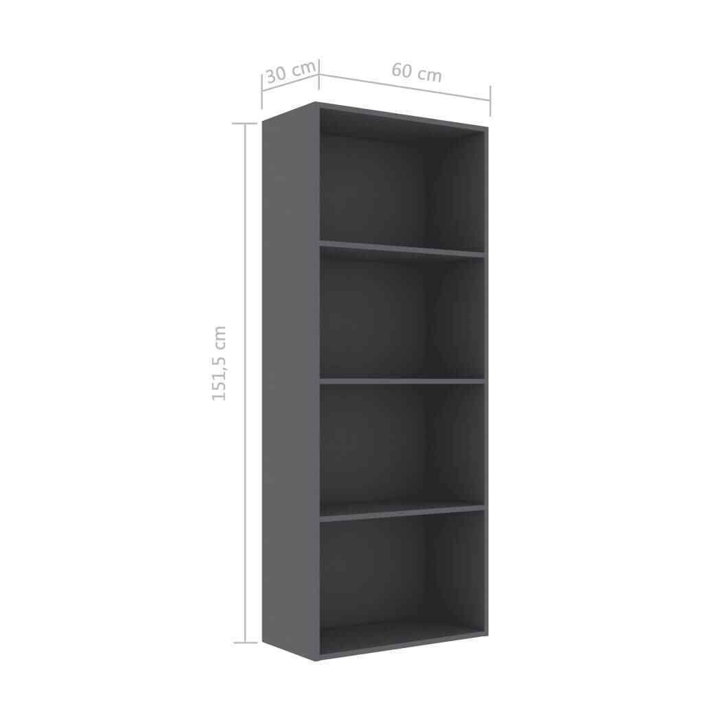 4-Tier Gray Chipboard Book Cabinet O86858