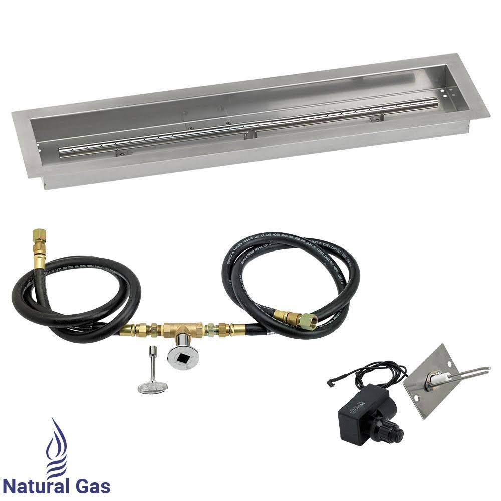 30 x 6 Stainless Steel Drop-In Fire Pit Pan with Spark Ignition Kit T4128