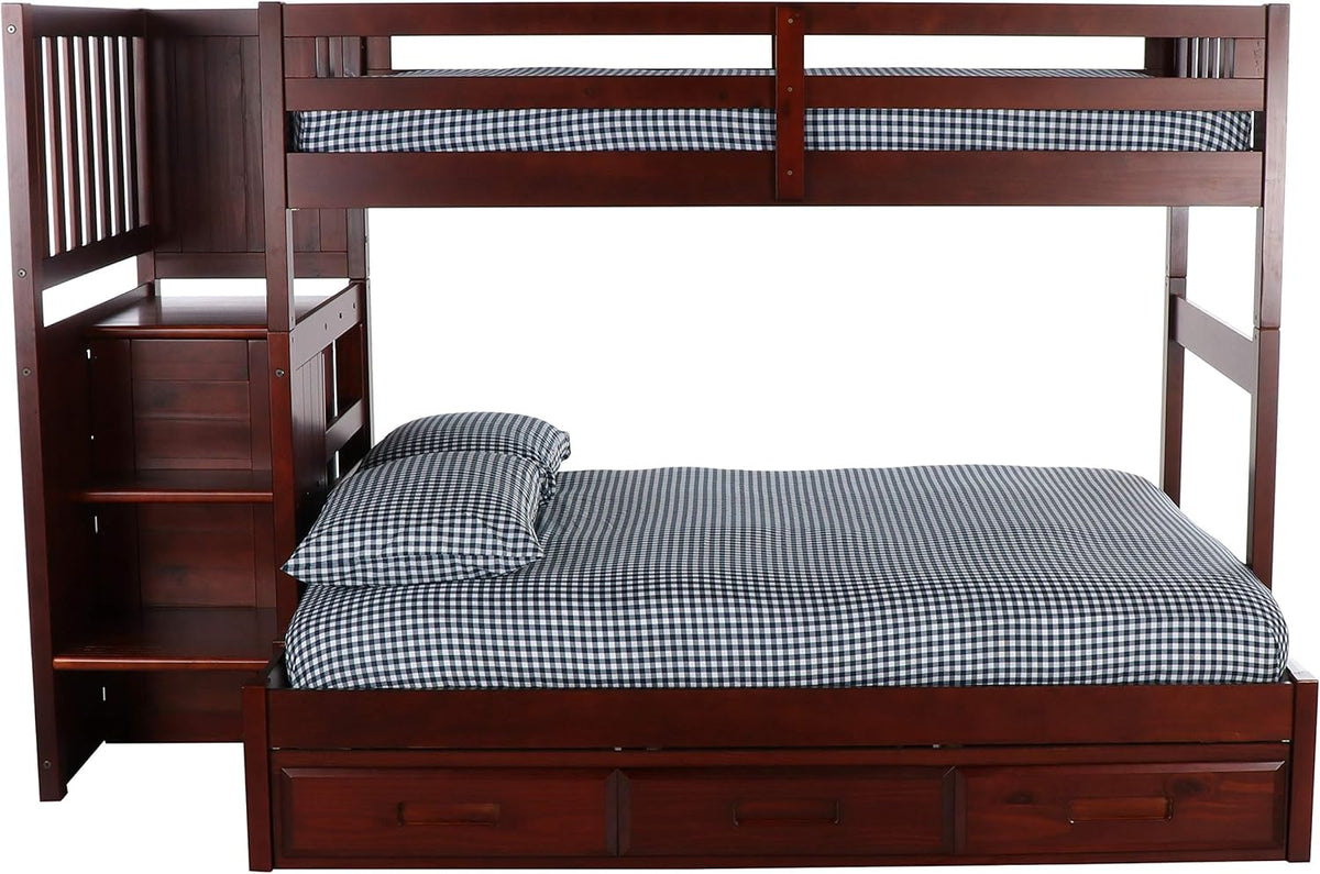 Twin Over Full Staircase Bunk Bed with 3 Drawers F737