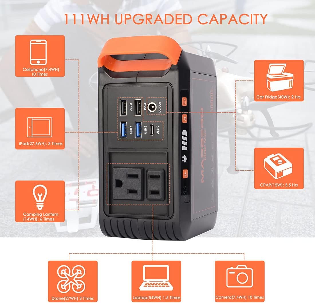 111Wh Portable Power Station 30000mAh Solar Generator K605