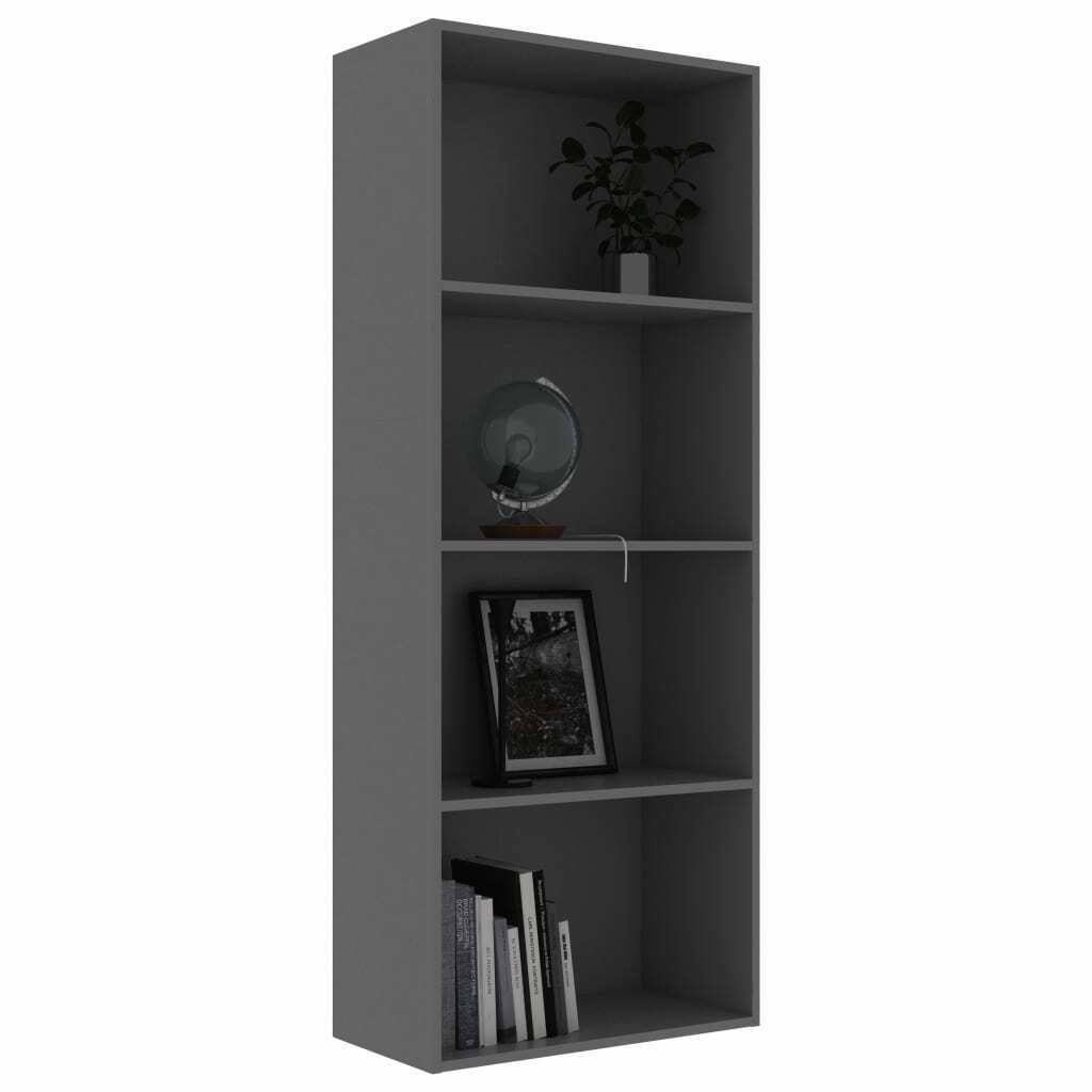 4-Tier Gray Chipboard Book Cabinet O86858