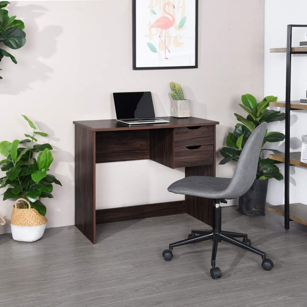 Computer Desk with Drawer 35.4 in Small Wood Desk E2587