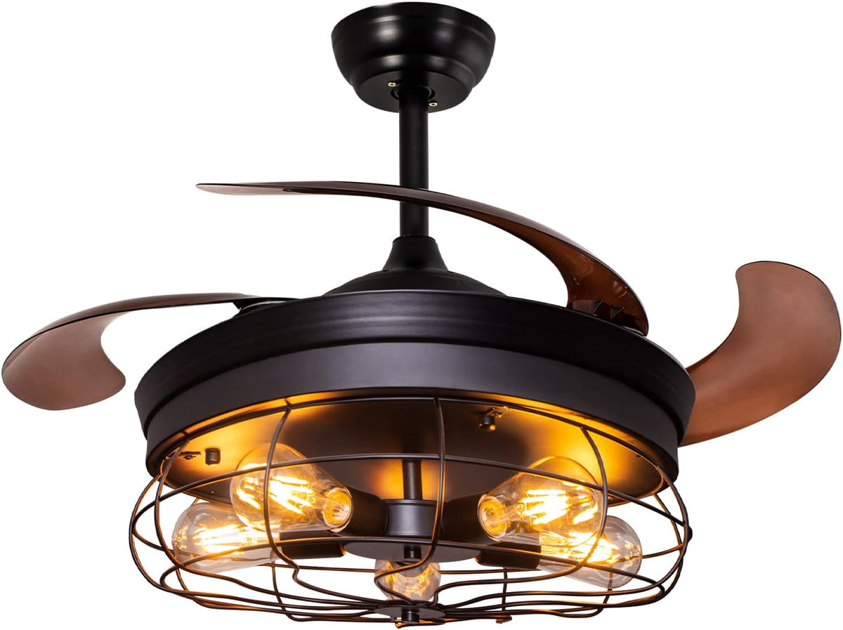 36'' Caged Ceiling Fan with Light Remote Control Z596152
