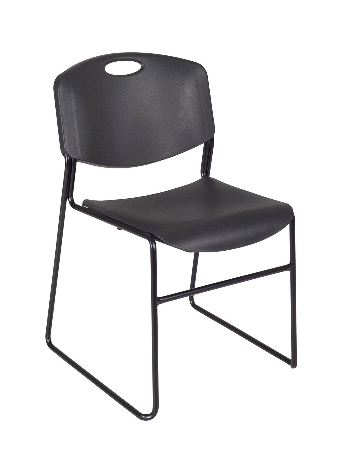Mahogany Square Breakroom Table & 4 Black Stack Chairs B98676