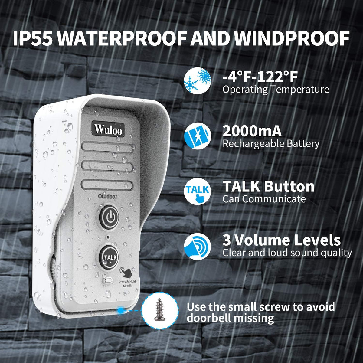 Wireless Intercom Doorbell Chime White L26683