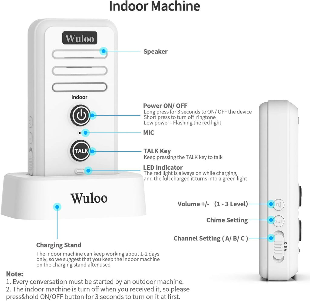 Wireless Intercom Doorbell Chime White L26683