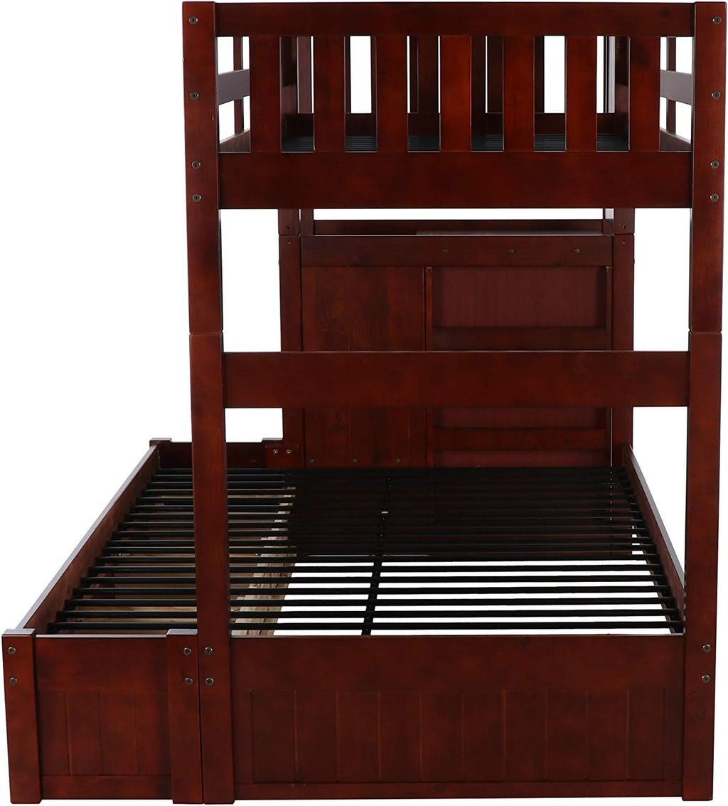 Twin Over Full Staircase Bunk Bed with 3 Drawers F737