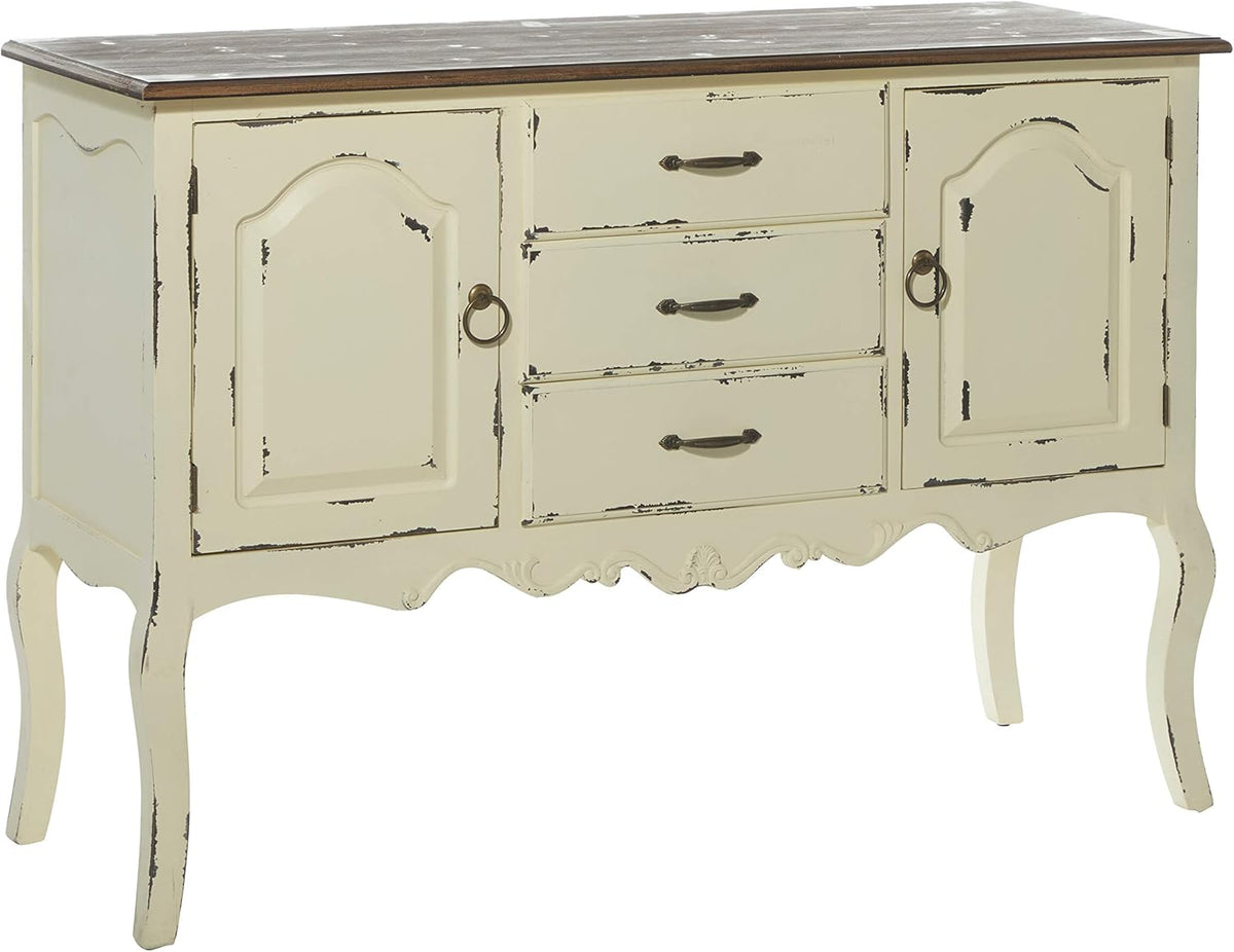 Beige & Brown Wood Cabinet with 3 Drawers & 2 Cabinets Z16947