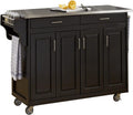Black Four Door Kitchen Cart with Stainless Steel Top T9892