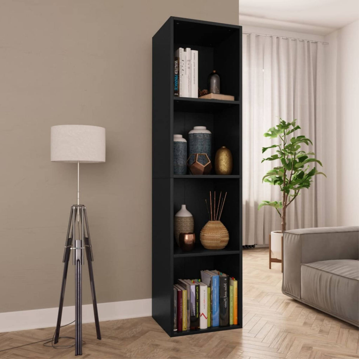 Black Chipboard Book Cabinet TV Cabinet F927050
