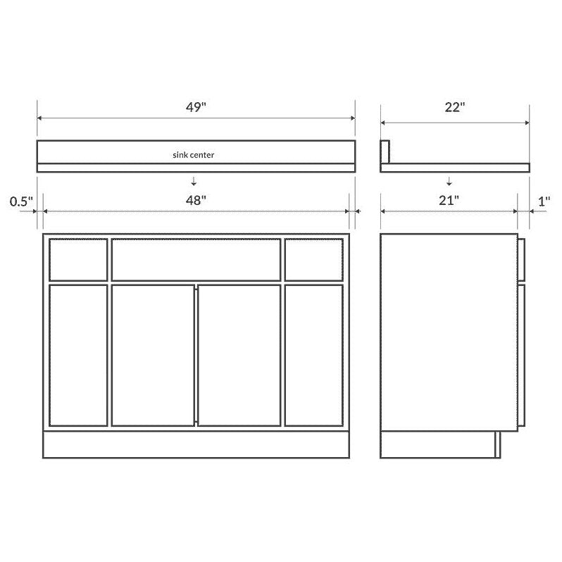 Blue 49W 22D Single Vanity Top with Backsplash X710