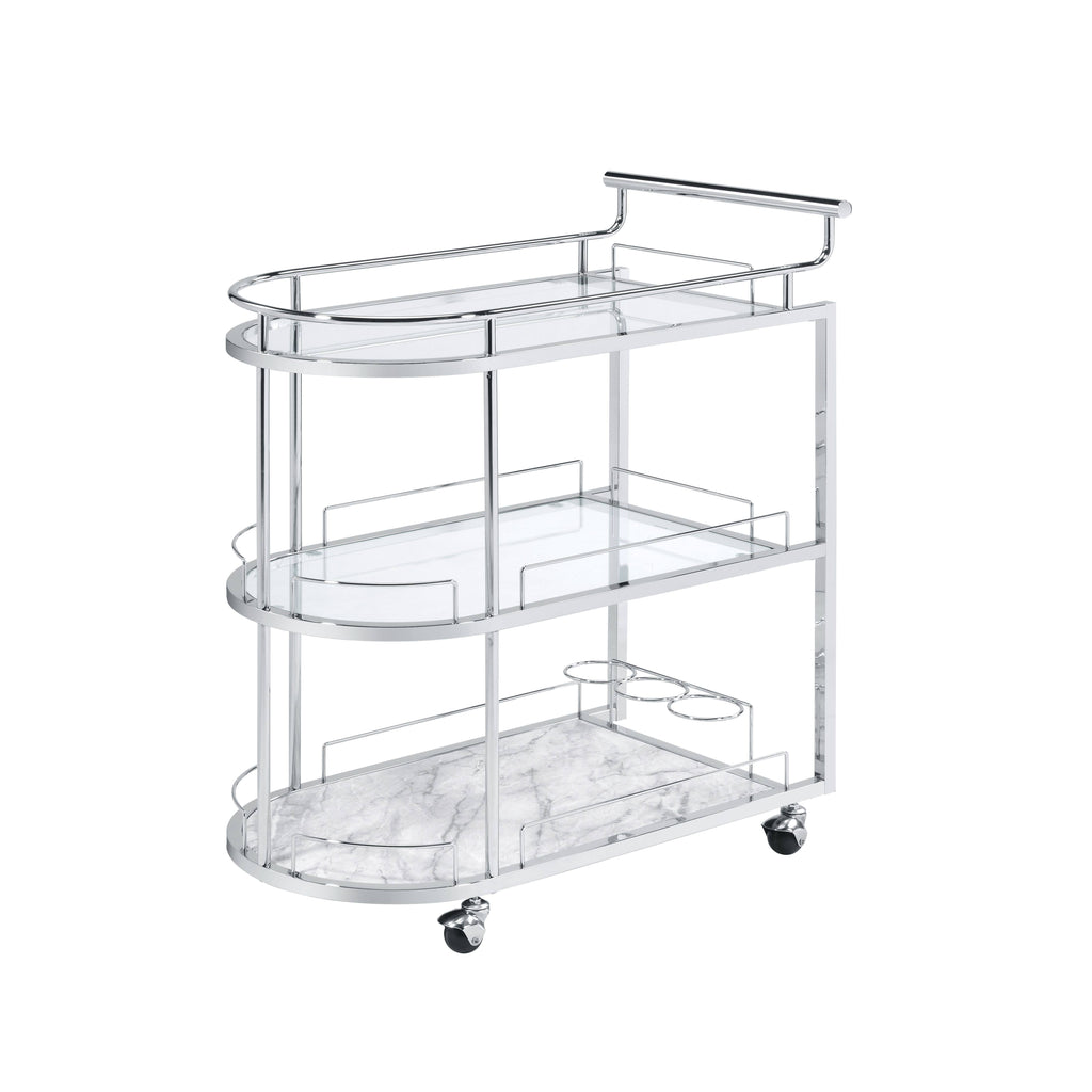 Glass and Chrome Serving Cart C1781