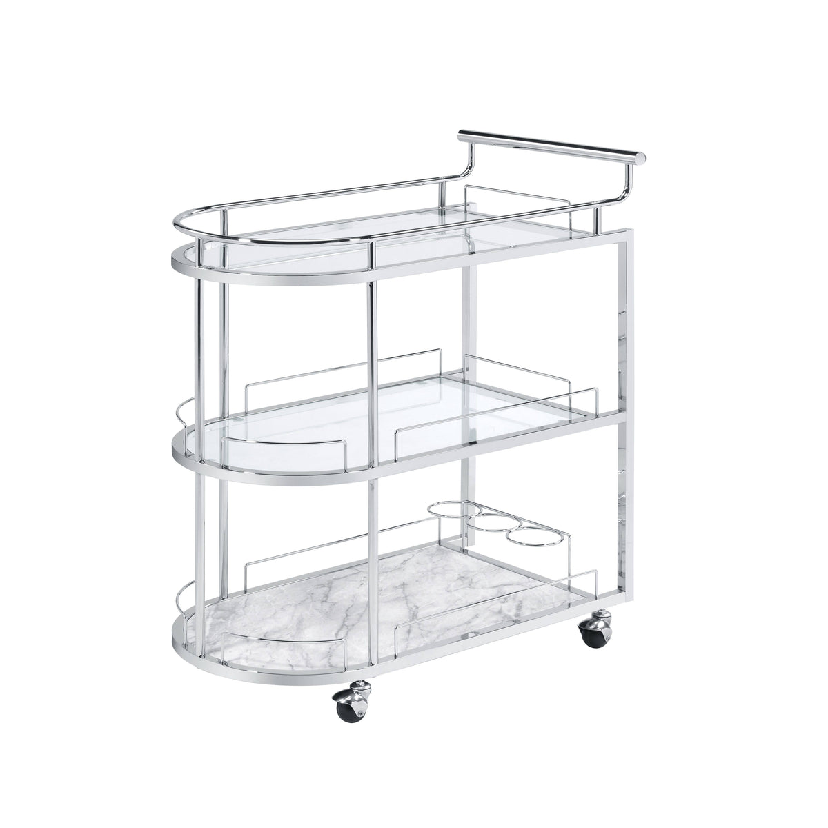 Glass and Chrome Serving Cart C1781