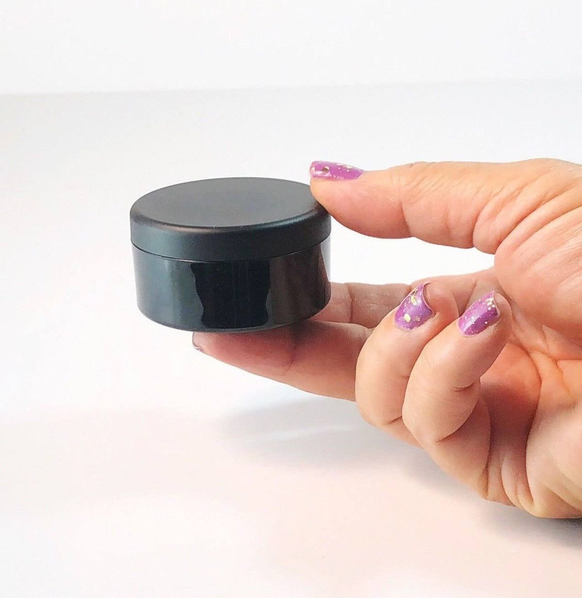 Cosmetic Jars 30 Gram Plastic Containers Matte Black Lids V4637