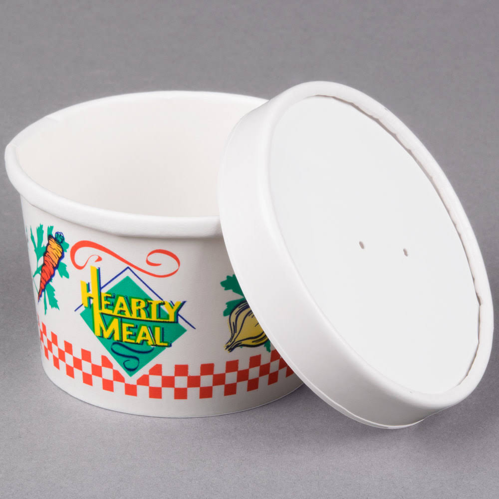 Double-Sided Polyethylene-Coated Paper Food Container with Lid, 8-oz. Capacity L261