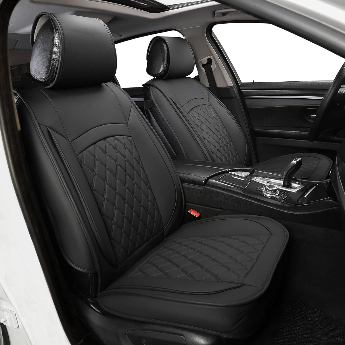 Black and White Leather Car Seat Covers P112075