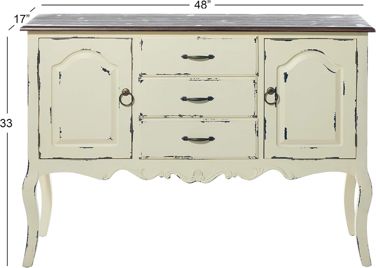 Beige & Brown Wood Cabinet with 3 Drawers & 2 Cabinets Z16947