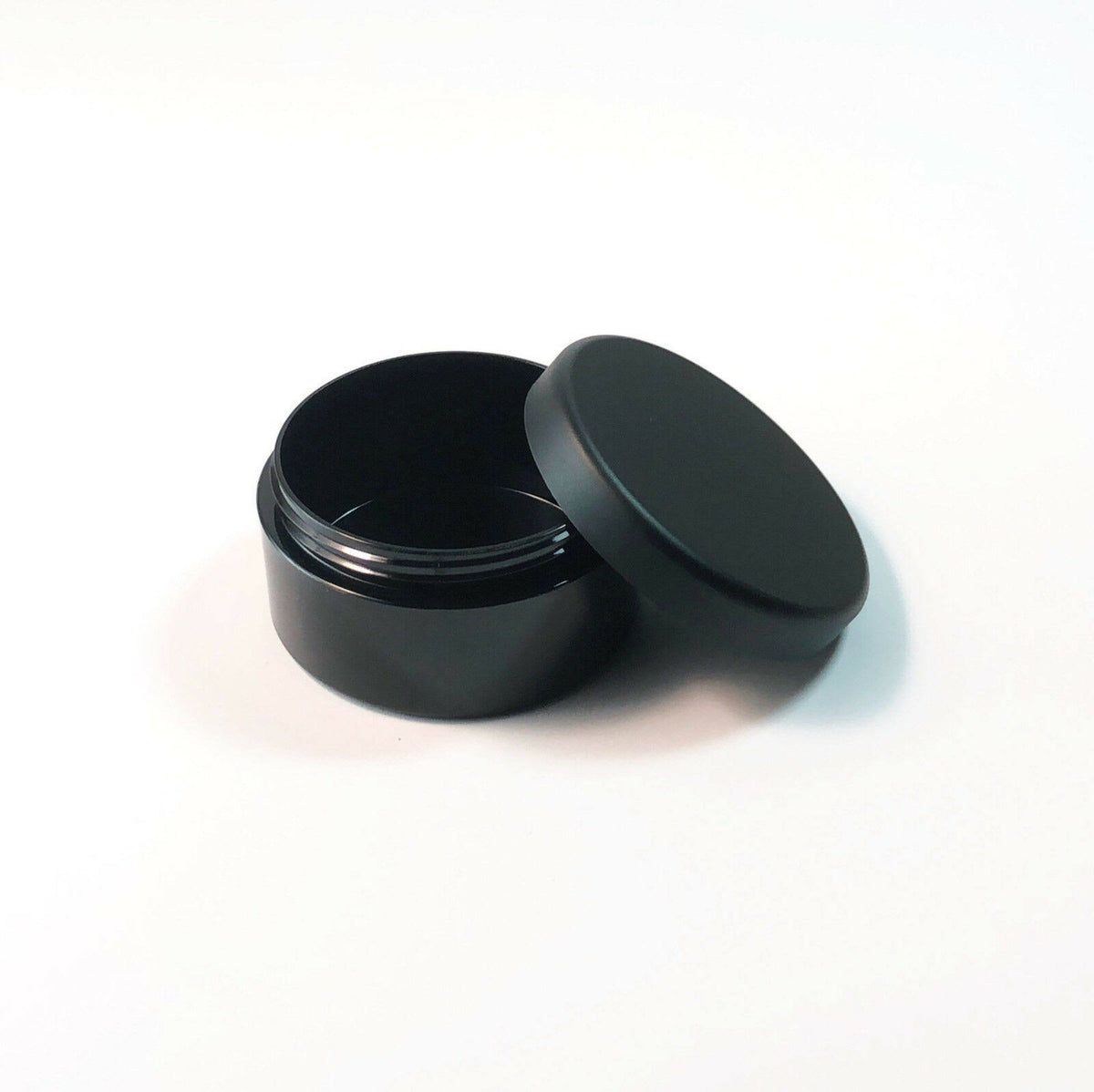 Cosmetic Jars 30 Gram Plastic Containers Matte Black Lids V4637