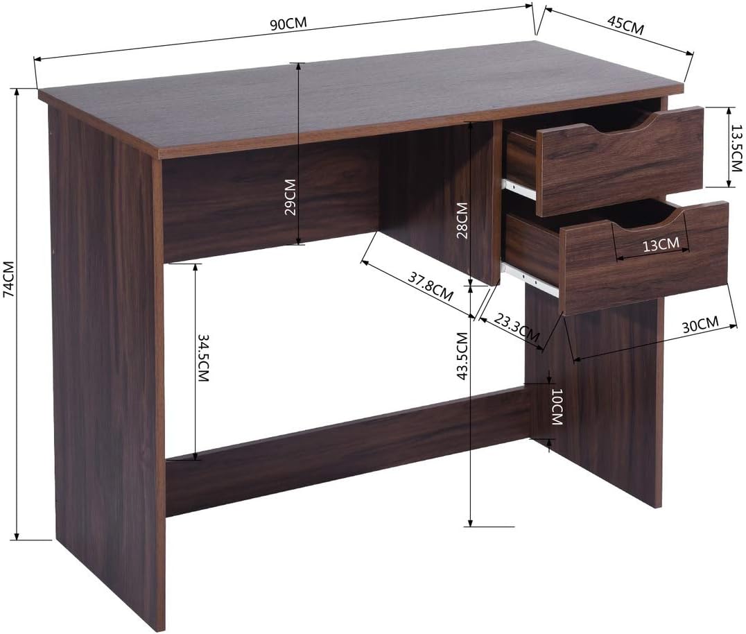 Computer Desk with Drawer 35.4 in Small Wood Desk E2587