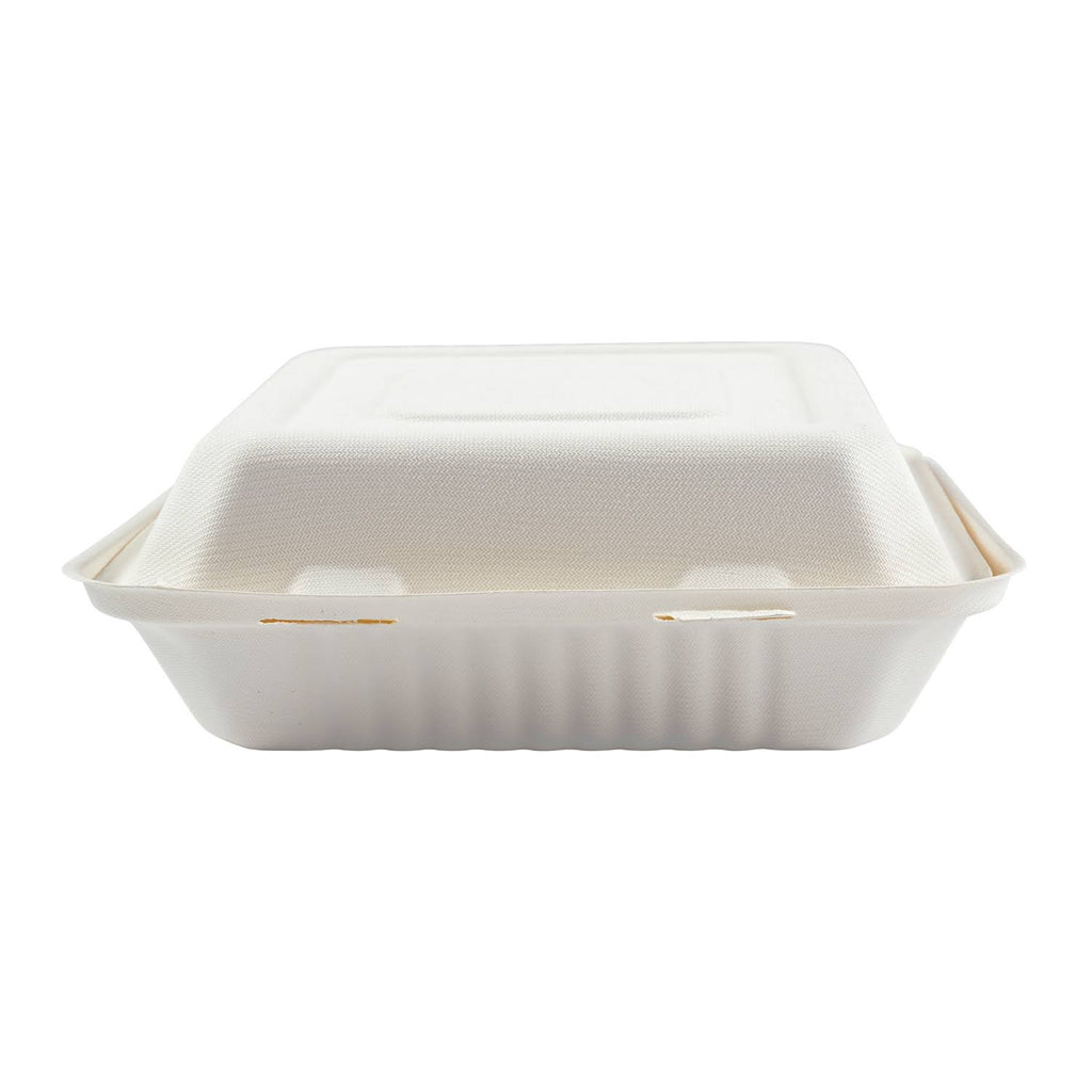 White Molded Fiber Hinged Lid Container G32547