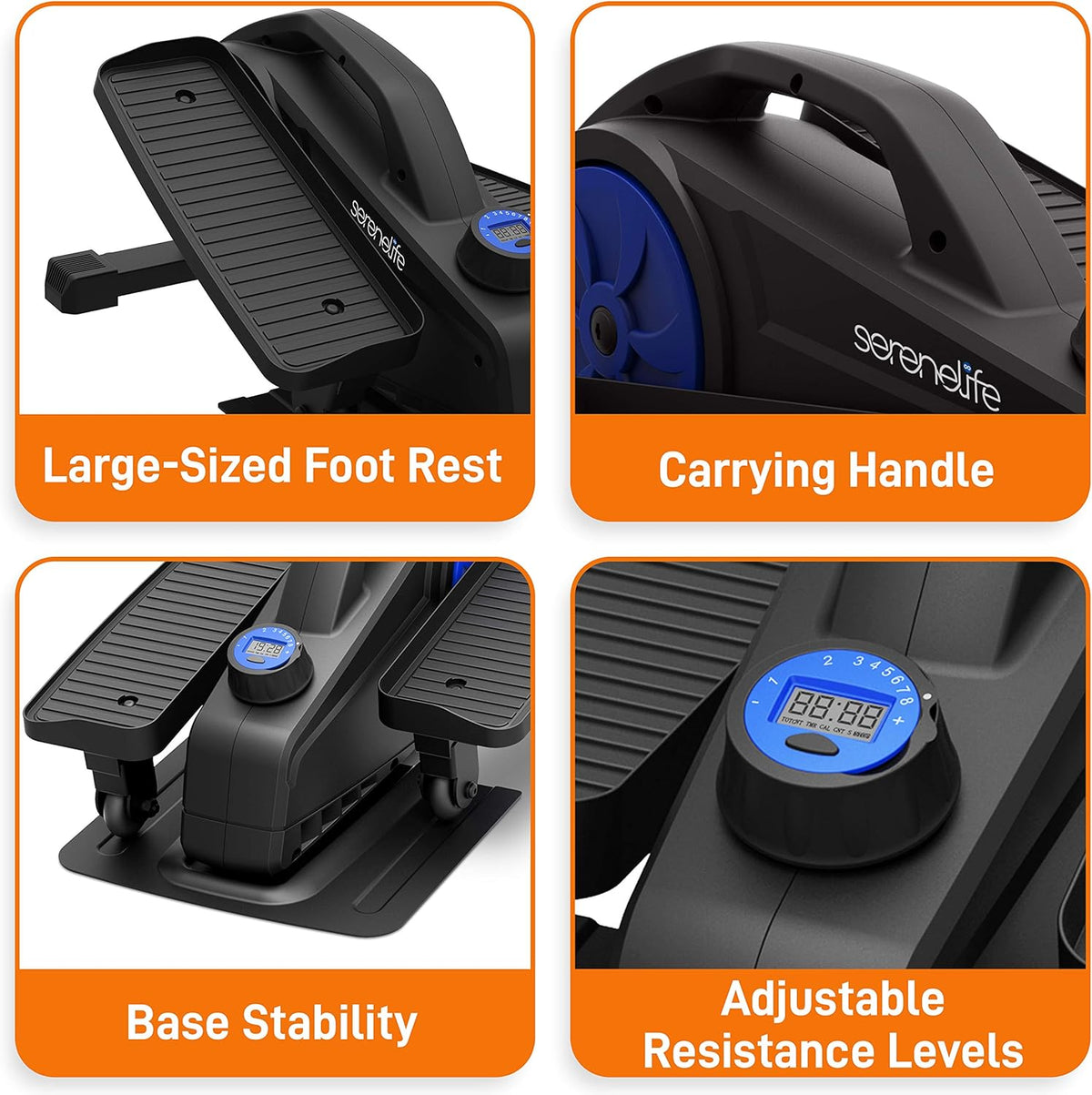 Compact Ergonomic Under Desk Elliptical Machine with 8 Resistance Level G789069