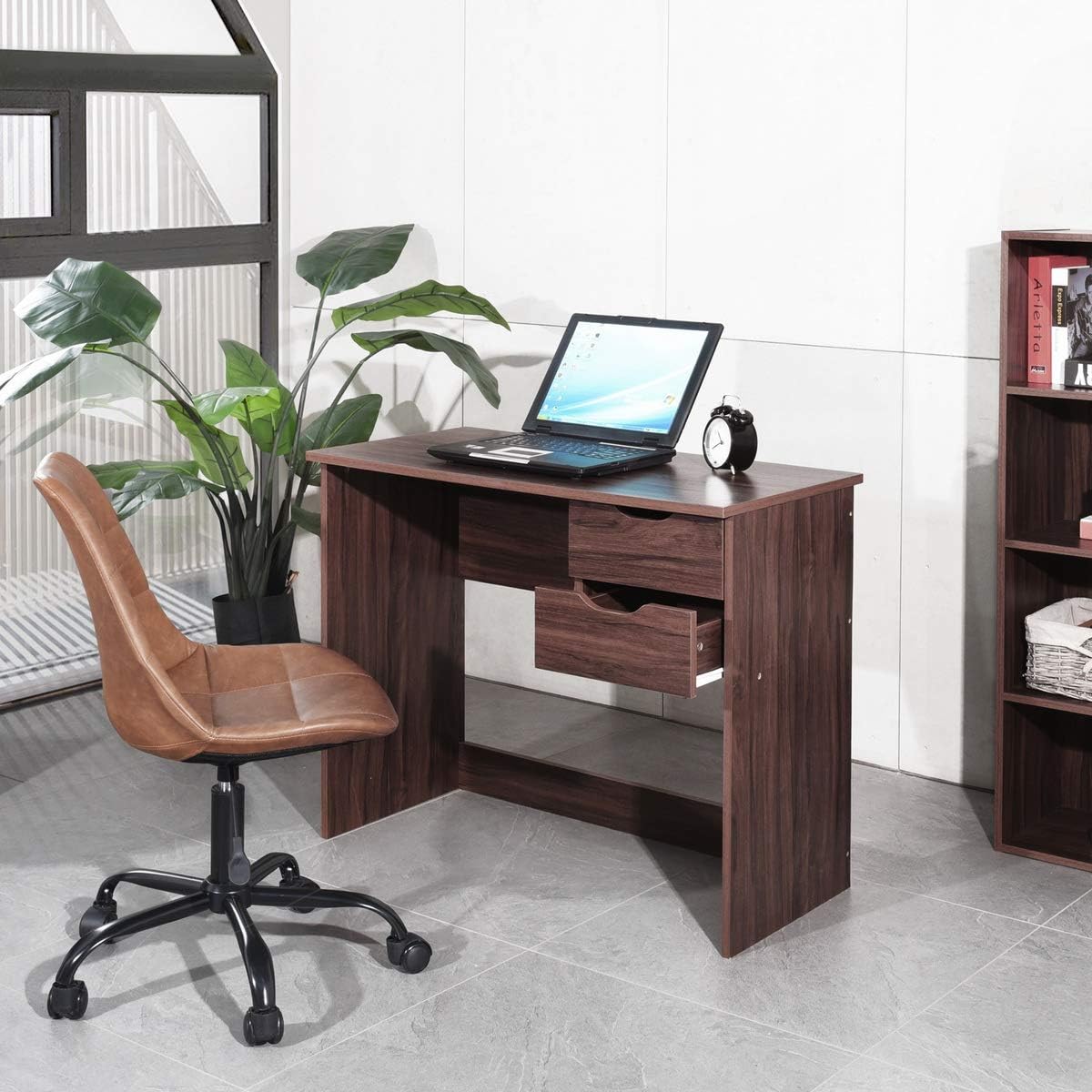 Computer Desk with Drawer 35.4 in Small Wood Desk E2587