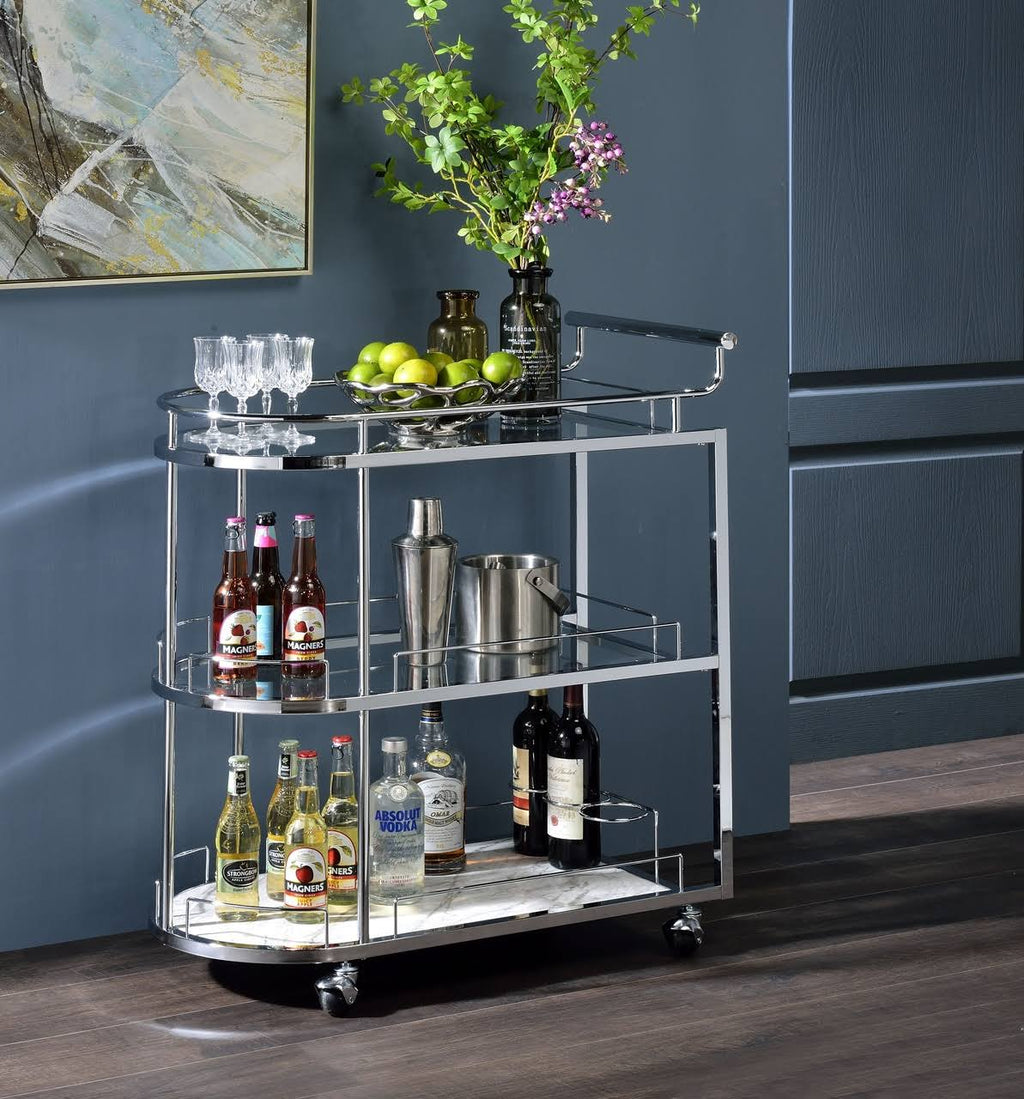 Glass and Chrome Serving Cart C1781