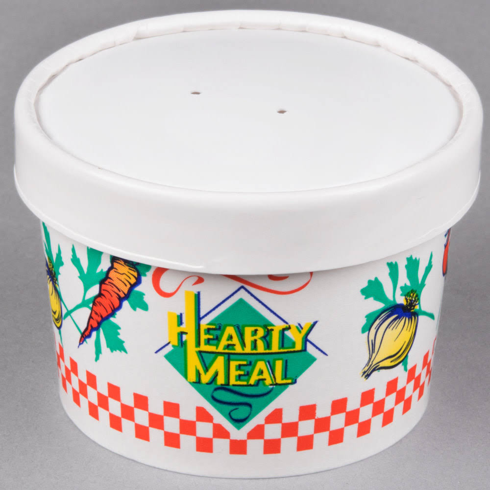 Double-Sided Polyethylene-Coated Paper Food Container with Lid, 8-oz. Capacity L261