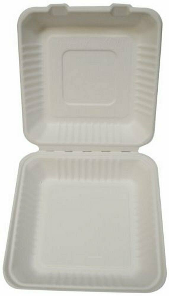 White Molded Fiber Hinged Lid Container G32547