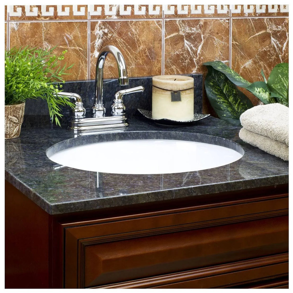 Blue 49W 22D Single Vanity Top with Backsplash X710