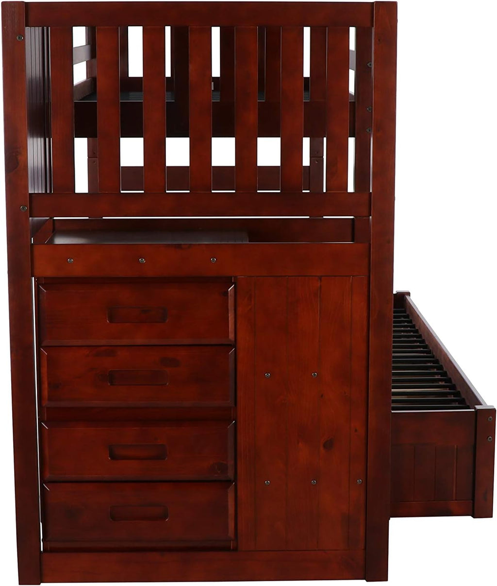Twin Over Full Staircase Bunk Bed with 3 Drawers F737