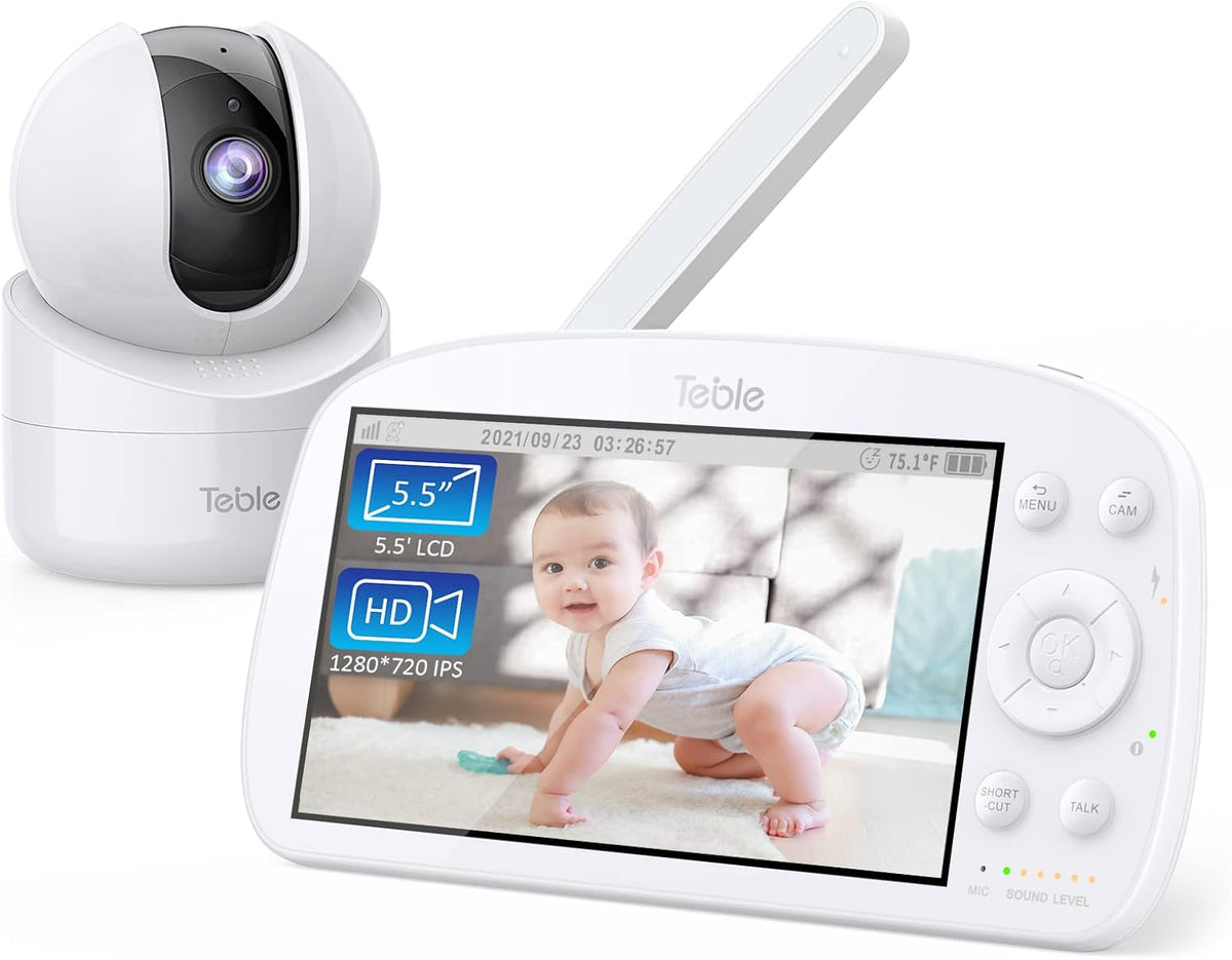 Baby Monitor with Camera and Audio, 5.5 Video Baby Monitor No WiFi with 720P HD Display Night Vision C36818