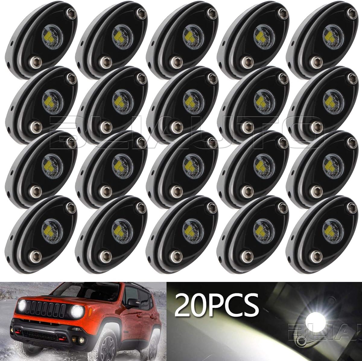 White 20 Pods LED Rock Lights M9593