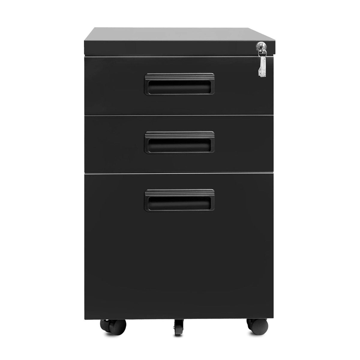 3-Drawer Black Metal File Cabinet with Keys D507611