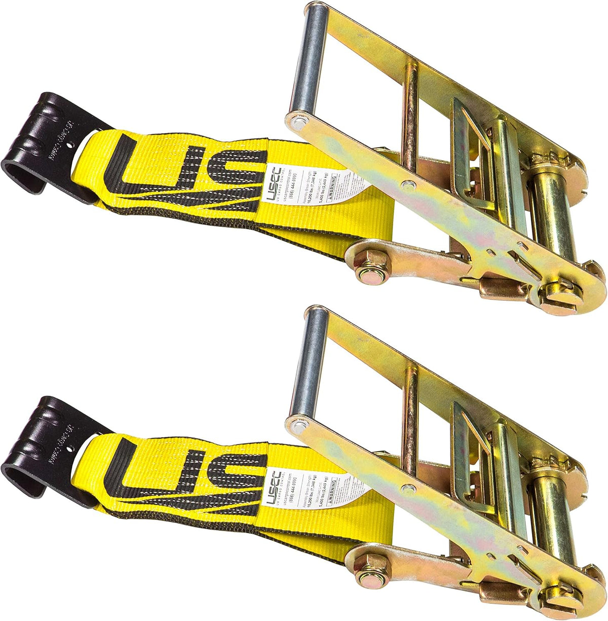 4 Inch x 11 Inch Yellow Fixed End with Ratchet and Flat Hook 2 Pack P190948