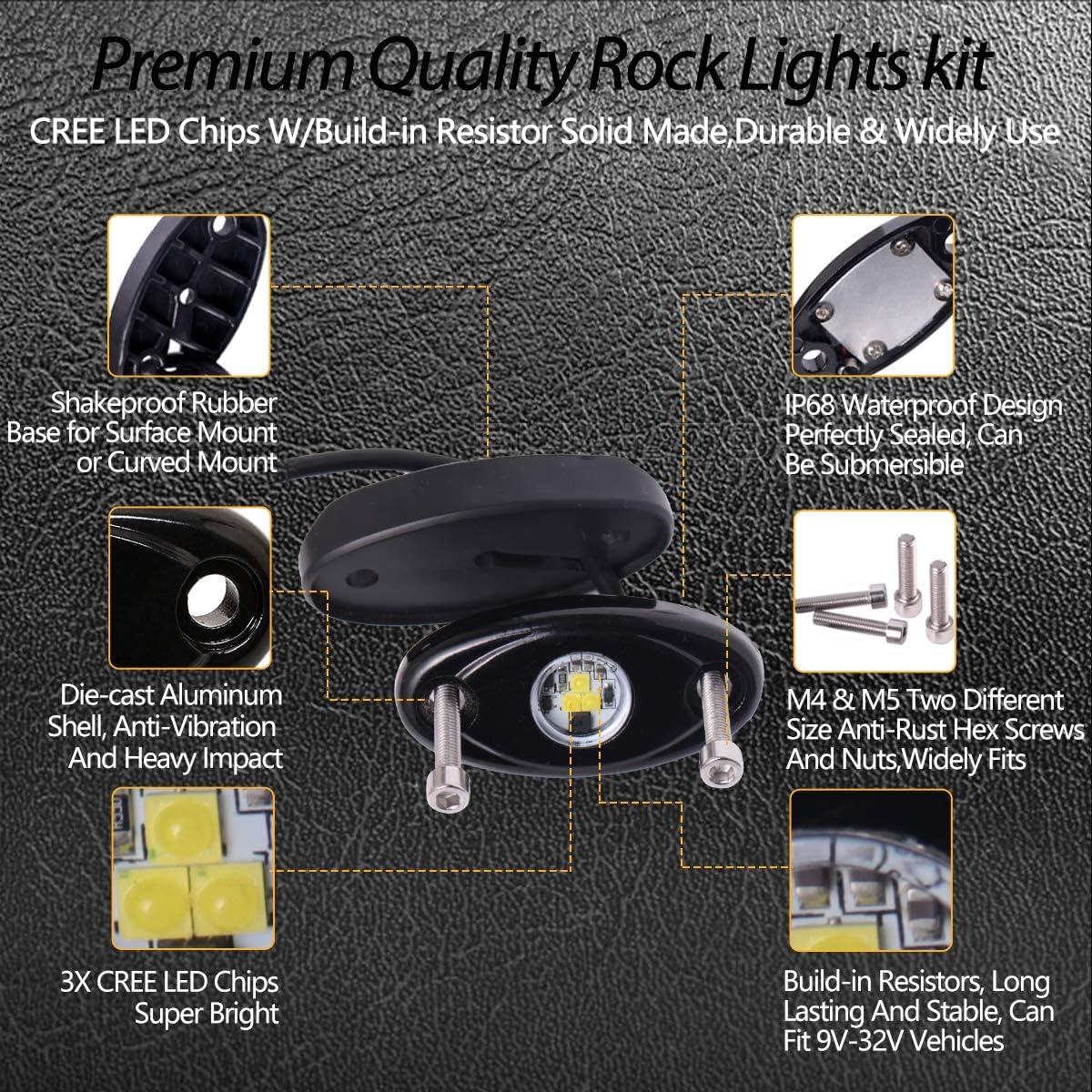 White 20 Pods LED Rock Lights M9593