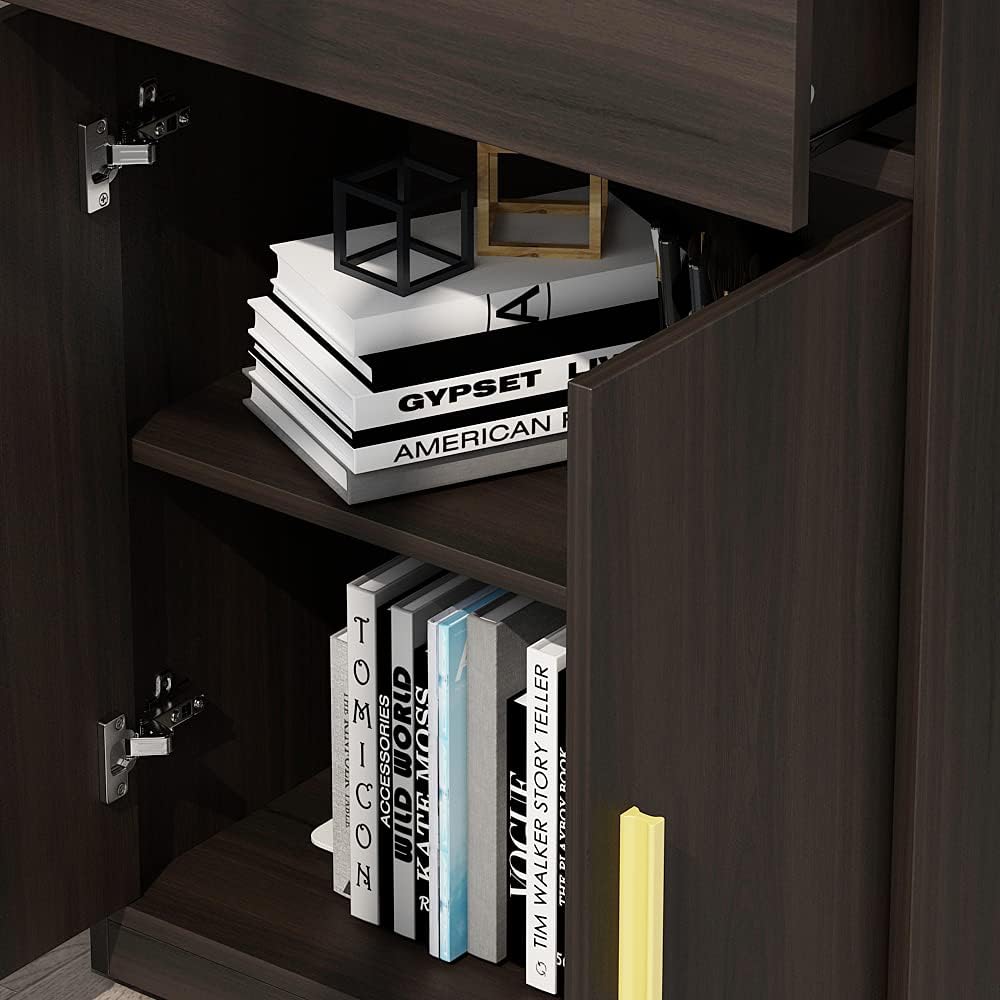 Modern 3 Tier Wooden Bookcase with 2 Doors and 1 Drawer I40560