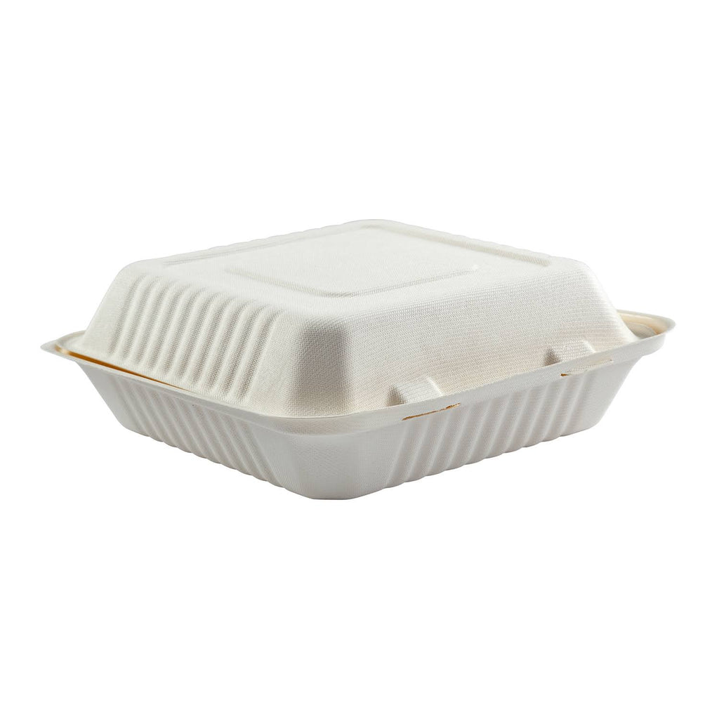 White Molded Fiber Hinged Lid Container G32547