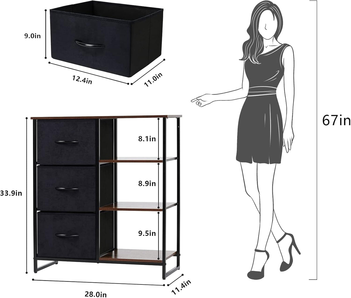 3 Drawer Dresser with Shelves K779663
