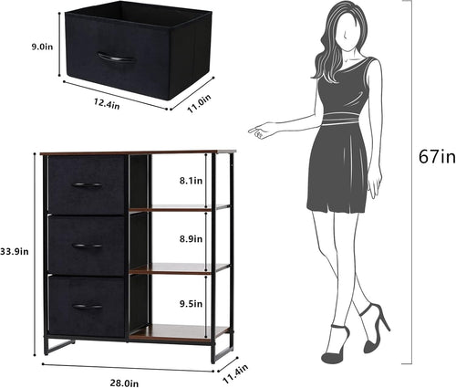 3 Drawer Dresser with Shelves K779663