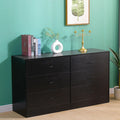 Black 6 Drawer Wood Dresser Y364