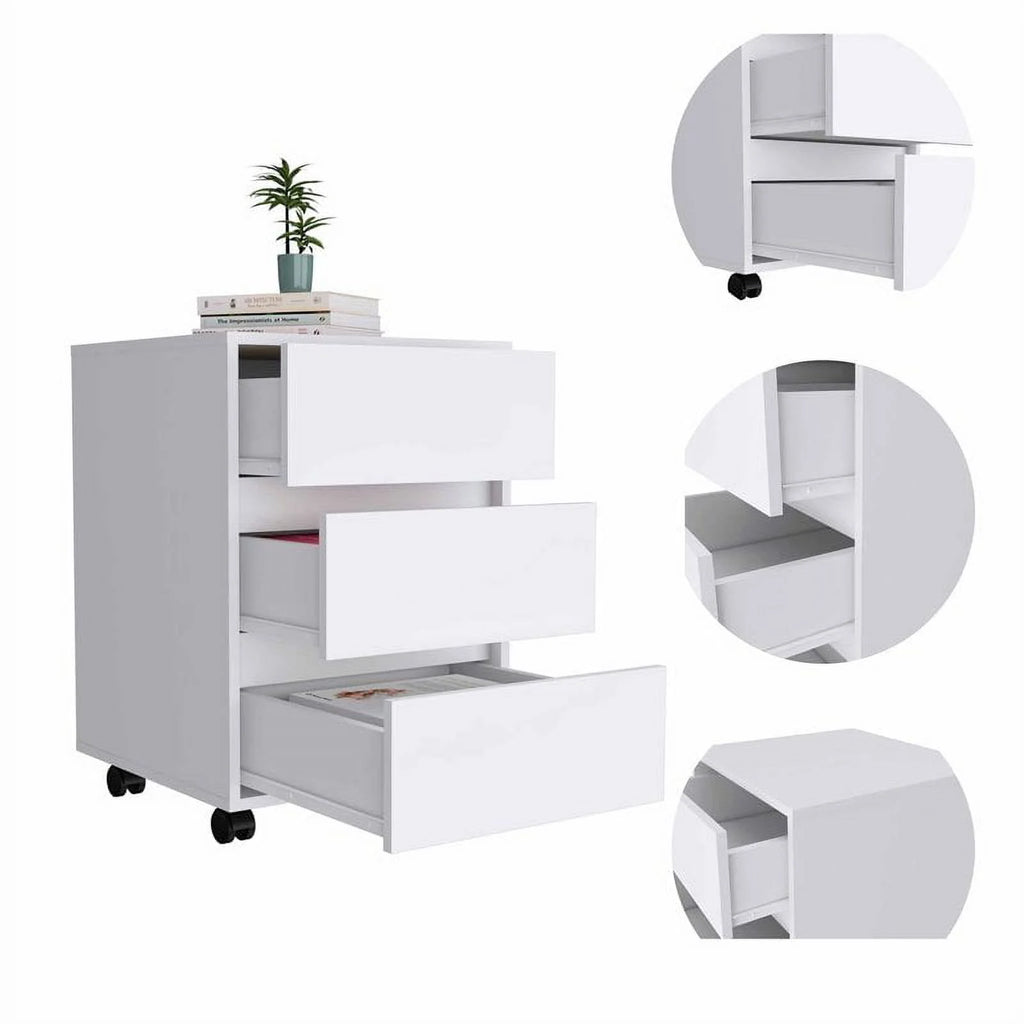 3 Drawer White Wood Filing Cabinet F16991