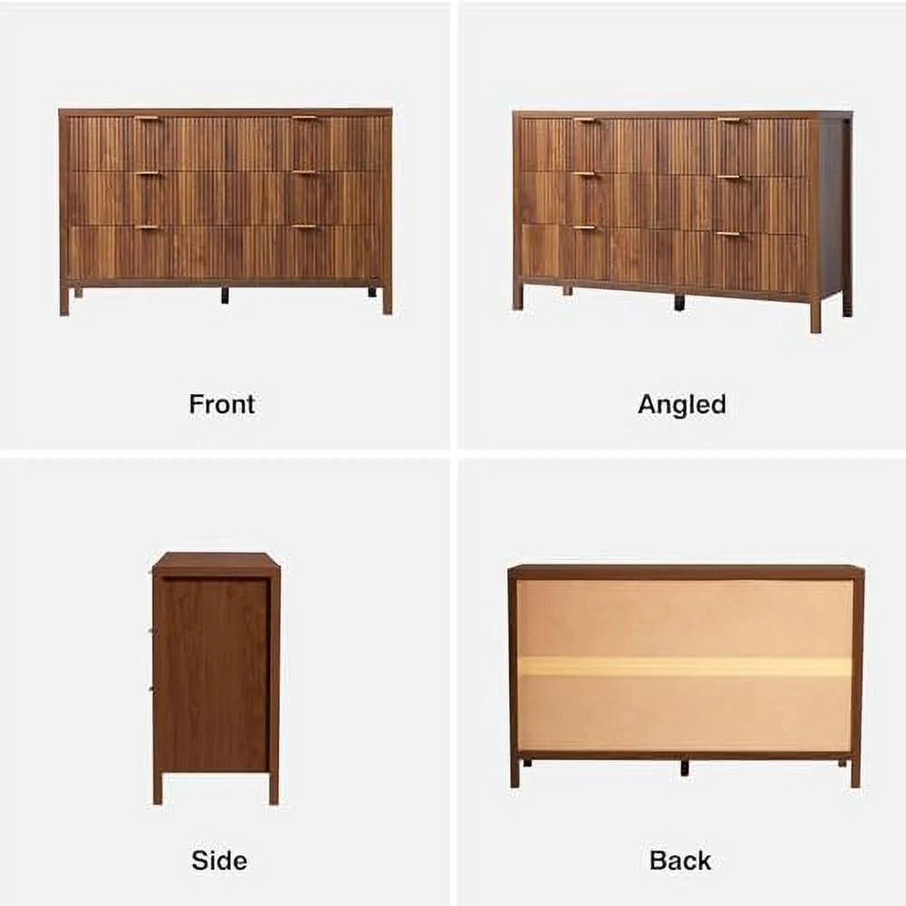 6 Drawer Double Dresser with Fluted Panel D238