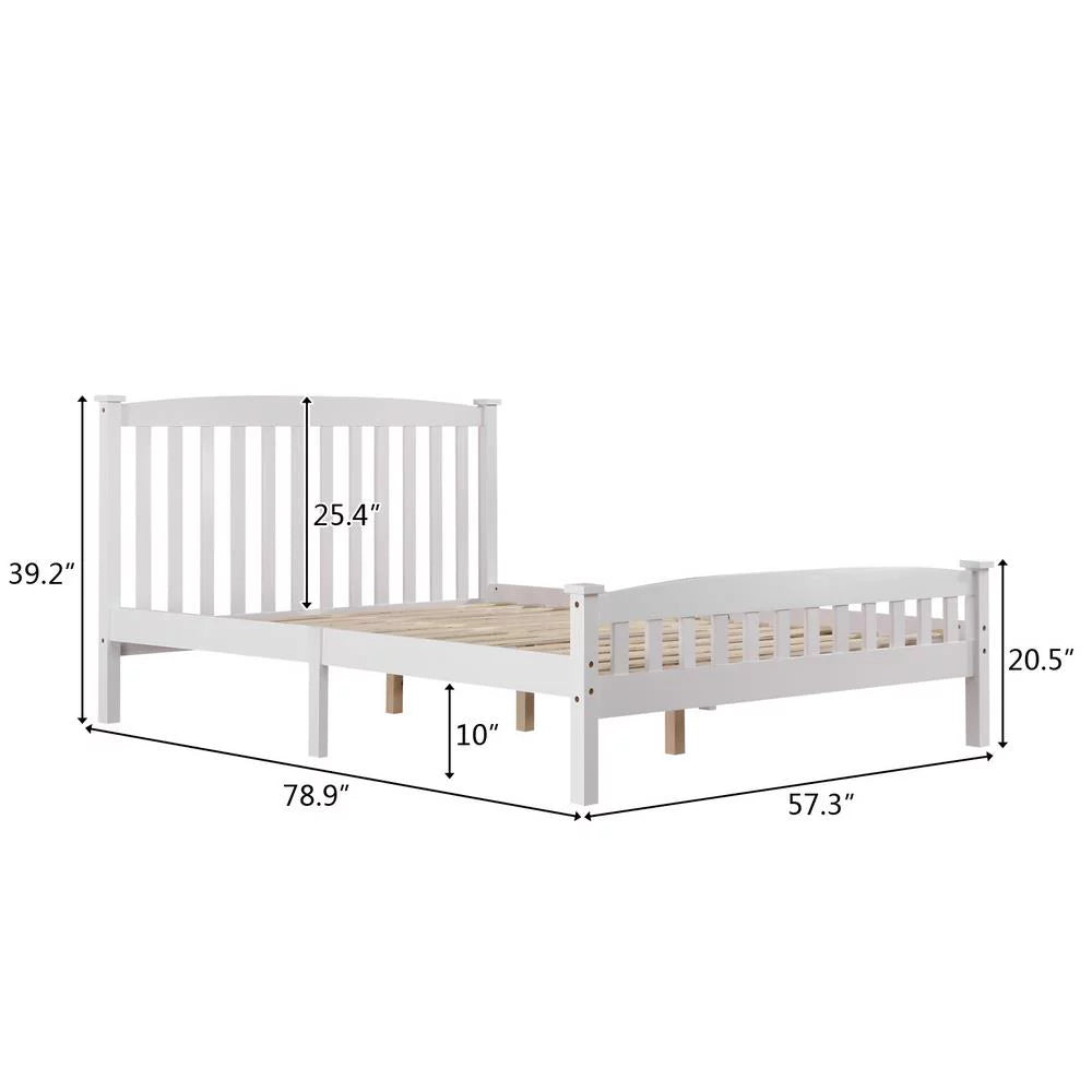 Full Solid Pine Wood Bed Frame with Wood Slats H68210