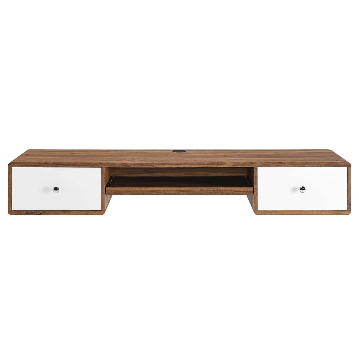 60" Wall Mount Wood Office Desk in Walnut/White C9479