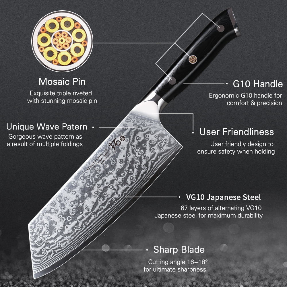6Pcs Japanese VG10 Damascus Steel Kitchen Knife Set with Block S333